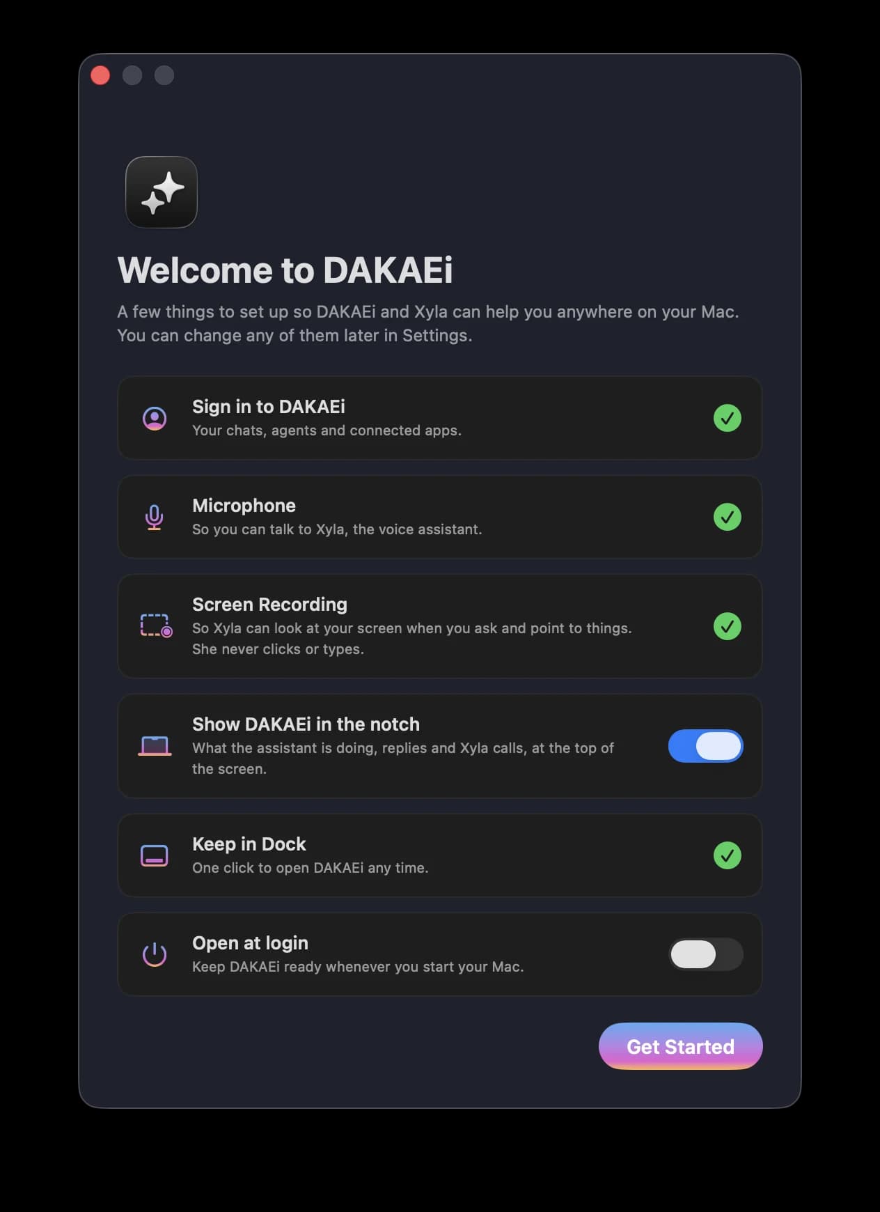 DAKAEi's first-launch setup checklist
